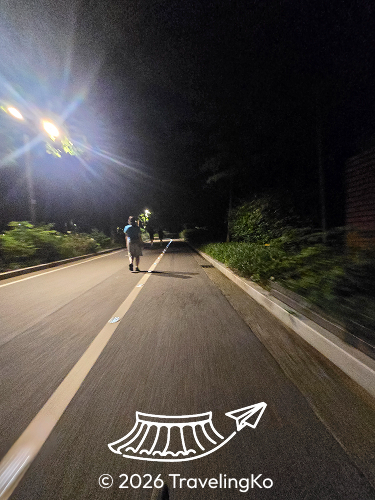 Locals exercising at night